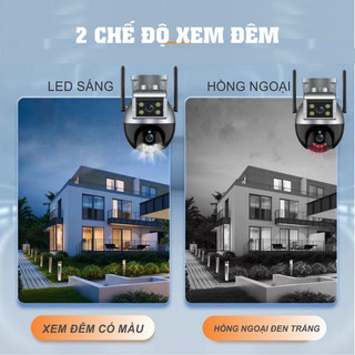 Camera Wìi Yoosee 2 mắt Ngoài Trời Xem Cùng lúc 2 khung hình FHD 5.0mpx, xoay 360 độ ban đêm có màu