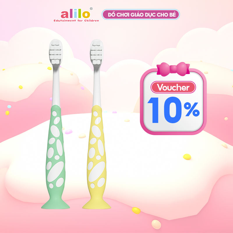 Bàn chải đánh răng cốc hút chân không cho bé Alilo T3 Kids Soft Toothbrush (Gói 2 chiếc) lông mềm siêu mịn