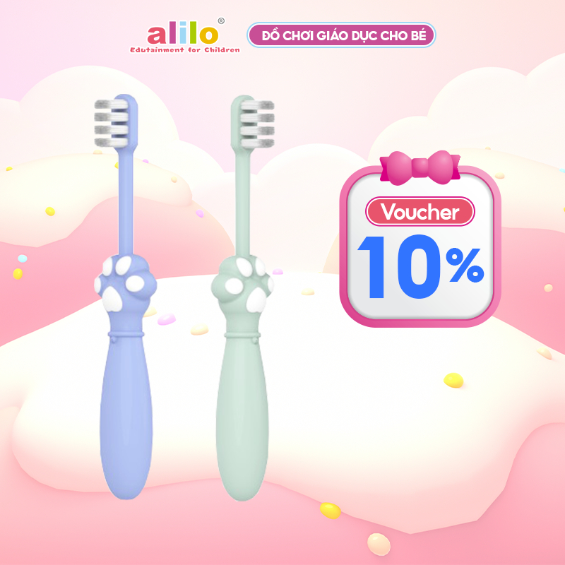 Bàn chải đánh răng hình vuốt mèo ngộ nghĩnh Alilo T2 Kids Soft Toothbrush (Gói 2 chiếc) lông mềm siêu mịn