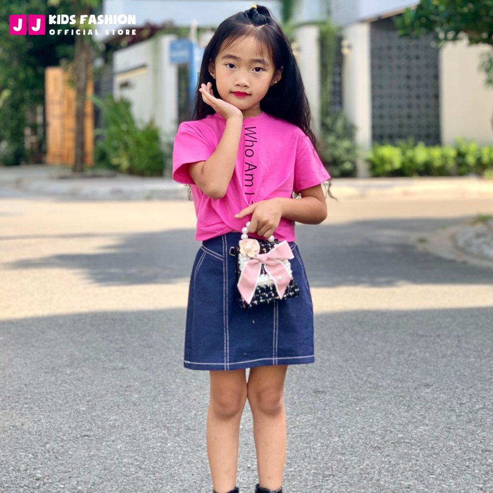 Áo thun cho bé gái croptop cộc tay cao cấp full size - JJ Kids Fashion