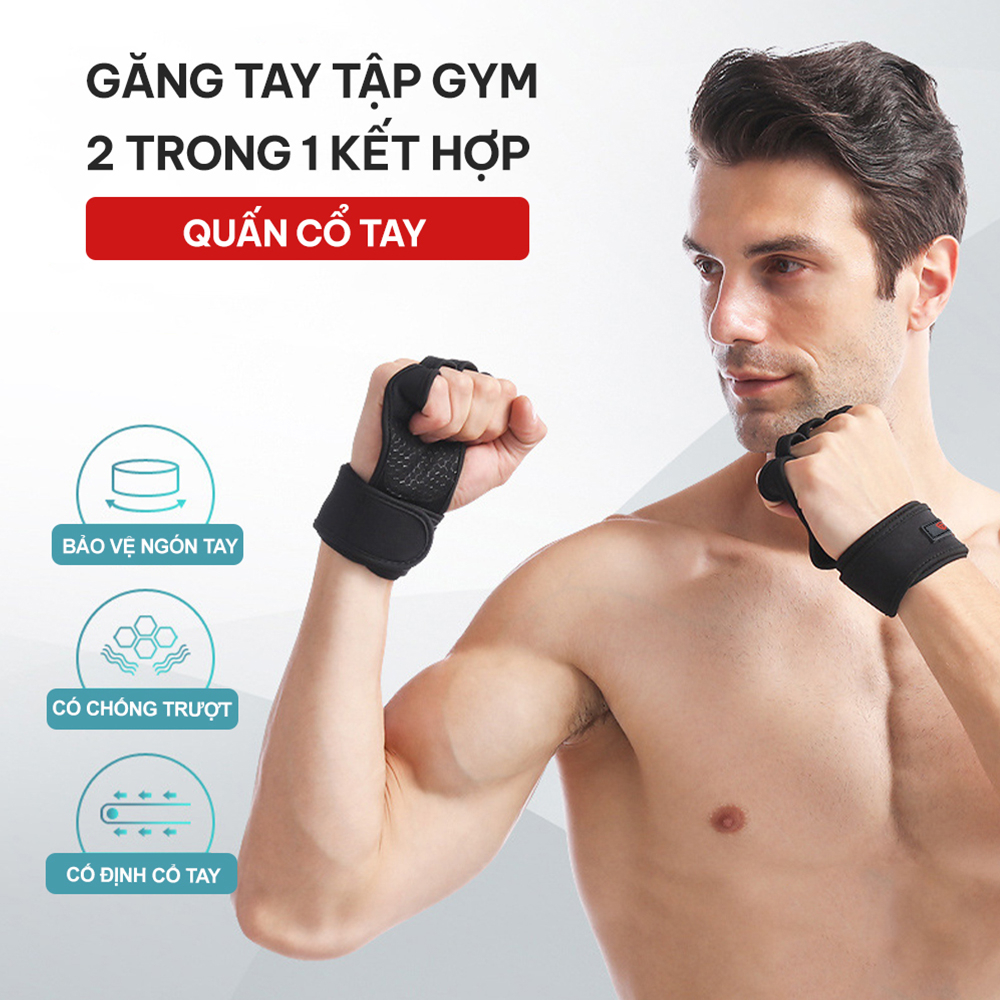 Ảnh Găng tay tập Gym kết hợp quấn cổ tay GoodFit GF207G chống chai tay, bảo vệ cổ tay 3