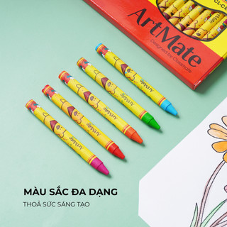 Bút Sáp Màu ARTMATE 12-24 Chiếc, Màu Sáp Crayon Tươi Sáng, Bám Giấy Tốt Cho Bé Tập Tô CR201/202/203