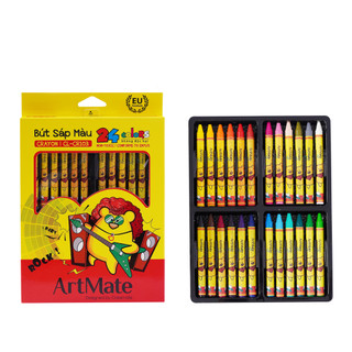 Bút Sáp Màu ARTMATE Crayon 12-24 Màu Tươi Sáng, An Toàn Có Khay Đựng Cho Bé Tập Tô CR101/102/103