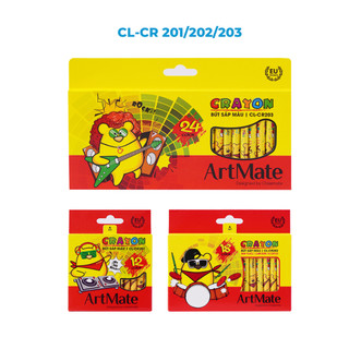 Bút Sáp Màu ARTMATE 12-24 Chiếc, Màu Sáp Crayon Tươi Sáng, Bám Giấy Tốt Cho Bé Tập Tô CR201/202/203