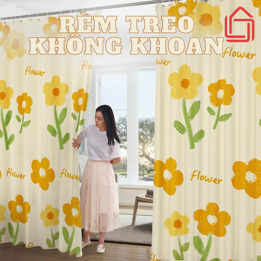 Rèm treo không khoan chống nắng chất liệu poly cao cấp, có sẵn móc treo ...