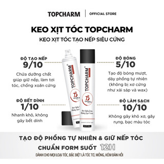 Keo xịt tóc tạo nếp siêu cứng TOPCHARM 420ml Gôm xịt tóc giữ nếp lâu, nhanh khô, không bết dính