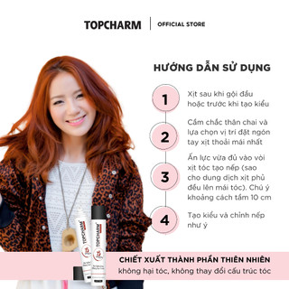 Keo xịt tóc tạo nếp siêu cứng TOPCHARM 420ml Gôm xịt tóc giữ nếp lâu, nhanh khô, không bết dính