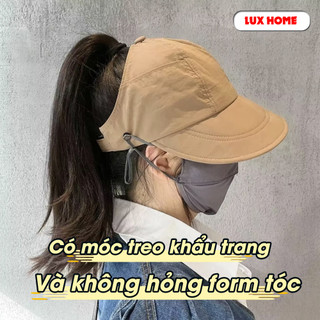 Mũ chống nắng Hàn Quốc, Nón vành rộng có móc đeo khẩu trang, chất liệu vải Acrylic khô nhanh thoáng mát cho ngày Hè 2023