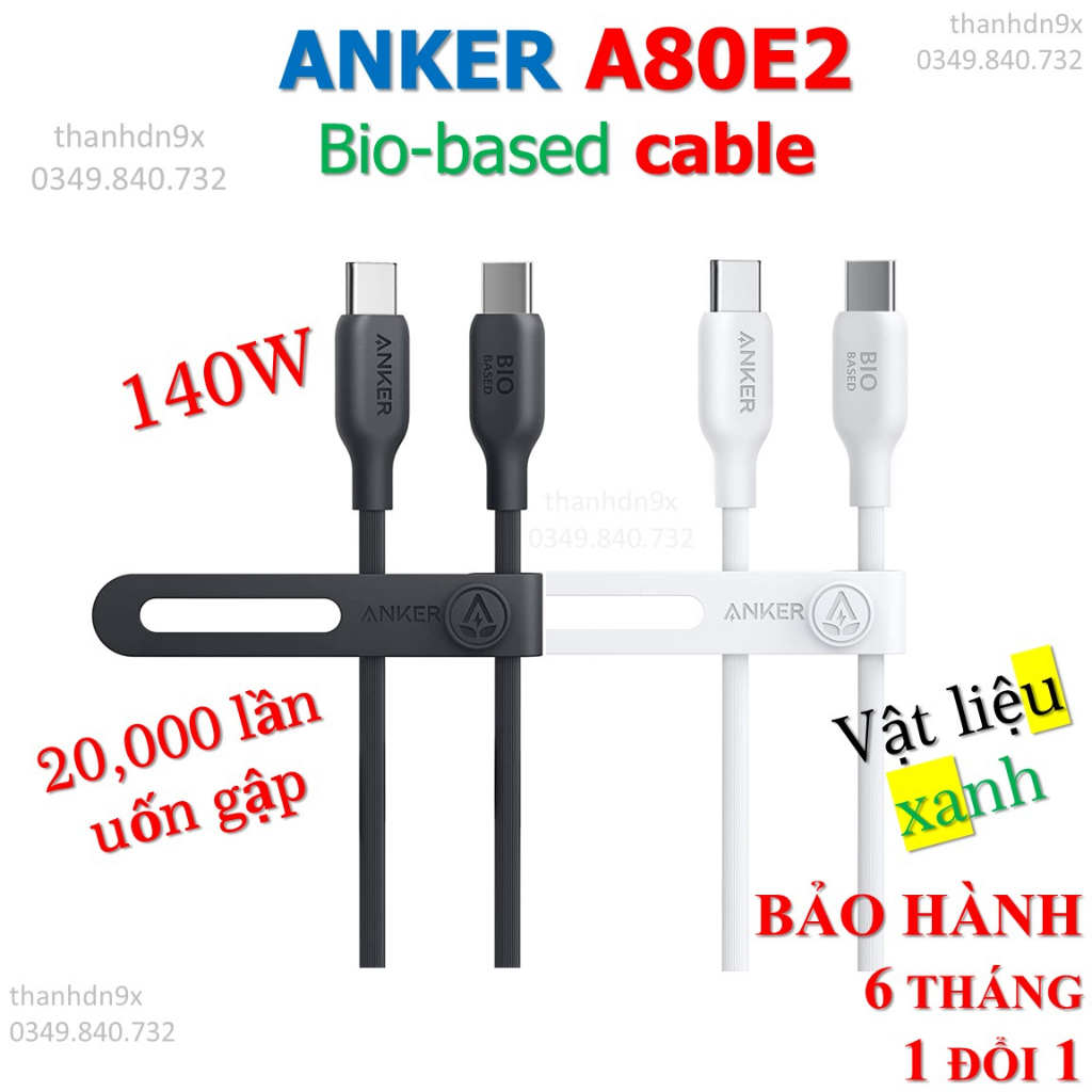 Cáp Sạc Nhanh Anker 543 140W C To C 1.8m 6ft A80E2 (Bio Base) | Shopee ...