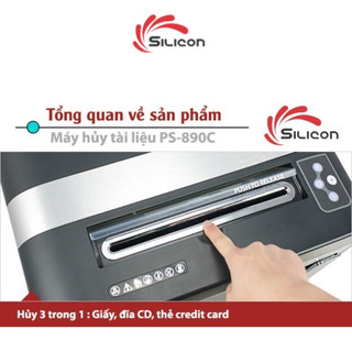 Máy hủy tài liệu nhập khẩu SILICON PS-890C Máy hủy vụn - Cấu hình hủy 20 tờ / 1 lần - BH 12 tháng