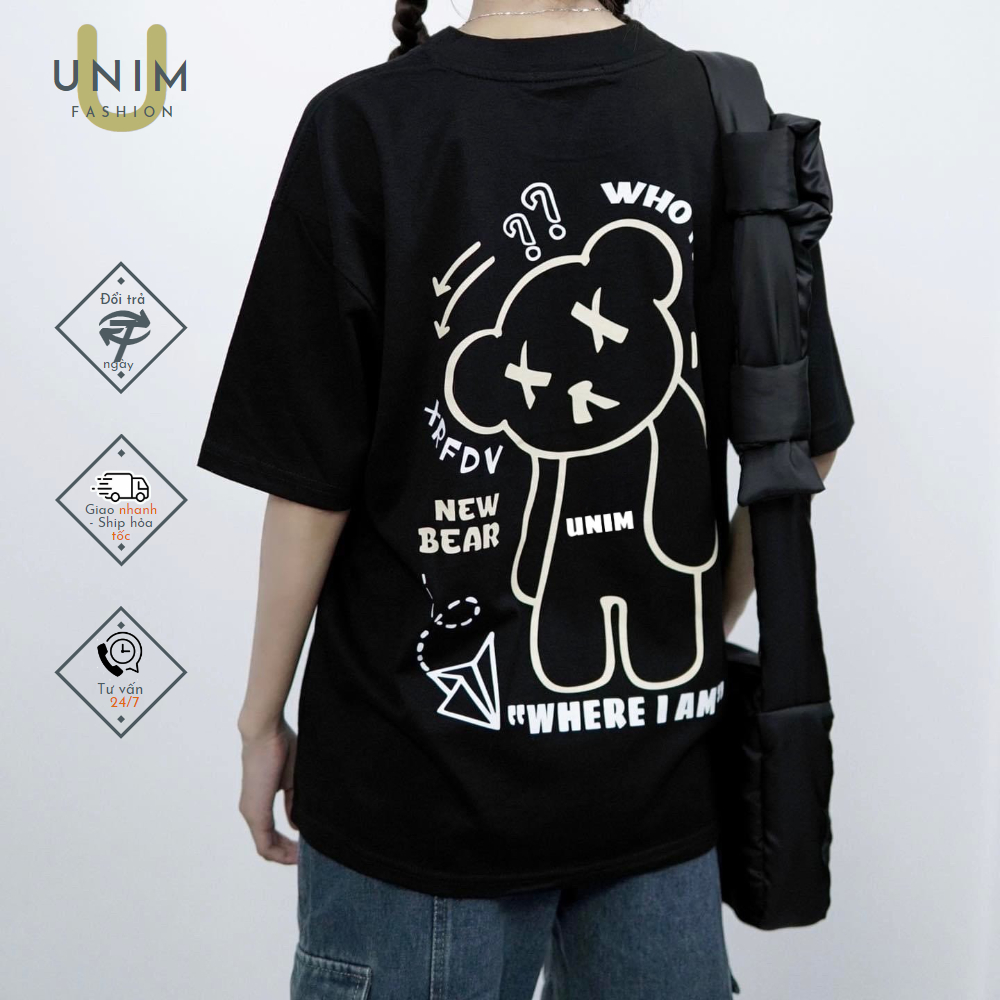 [VẢI 250 GSM] Áo Thun Gấu Unim Store 100% Cotton Cao Cấp Co Giãn 2 Chiều Phong Cách Unisex Streetwear Y2K - AP909