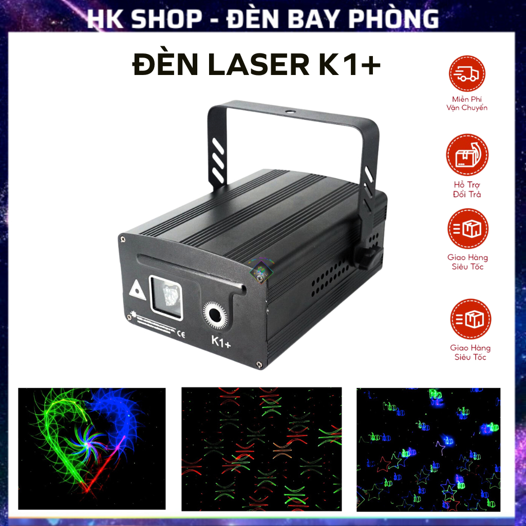 Đèn Bay Phòng Laser K1 + Plus Cảm Biến Nhạc Với Hơn 1100 Hiệu Ứng 3D Dùng Cho Phòng Bay,Karaoke, Sân Khấu, Bar..