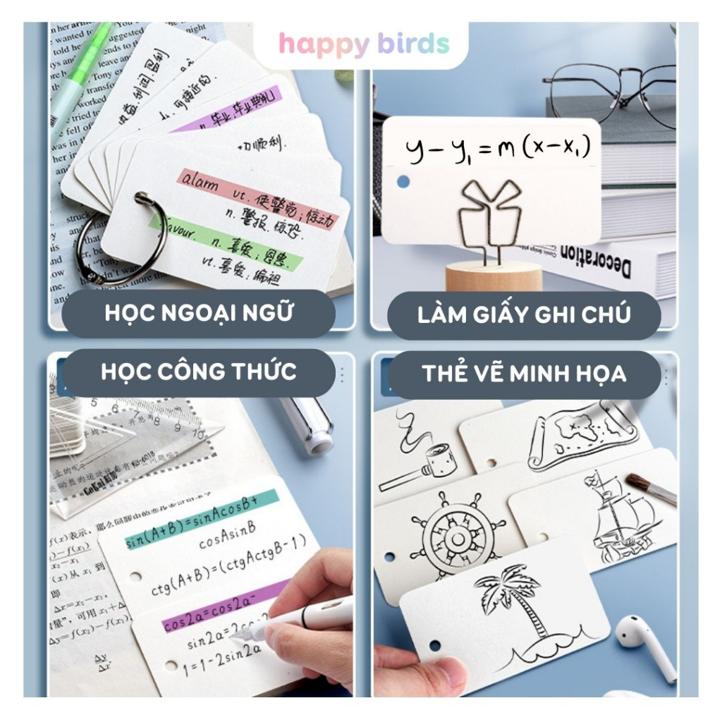 Flashcard thẻ học từ vựng trắng thẻ học từ vựng 50 tờ 4x7cm hỗ trợ làm giấy ghi chú | BigBuy360 - bigbuy360.vn
