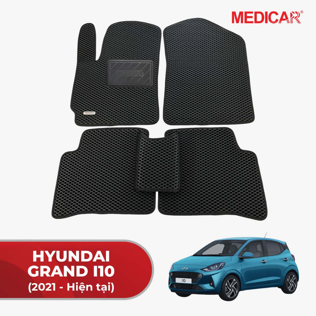 Thảm lót sàn ô tô Medicar xe Hyundai Grand i10 (2021 - Hiện tại), không thấm nước, dễ vệ sinh, bảo hành 1 năm