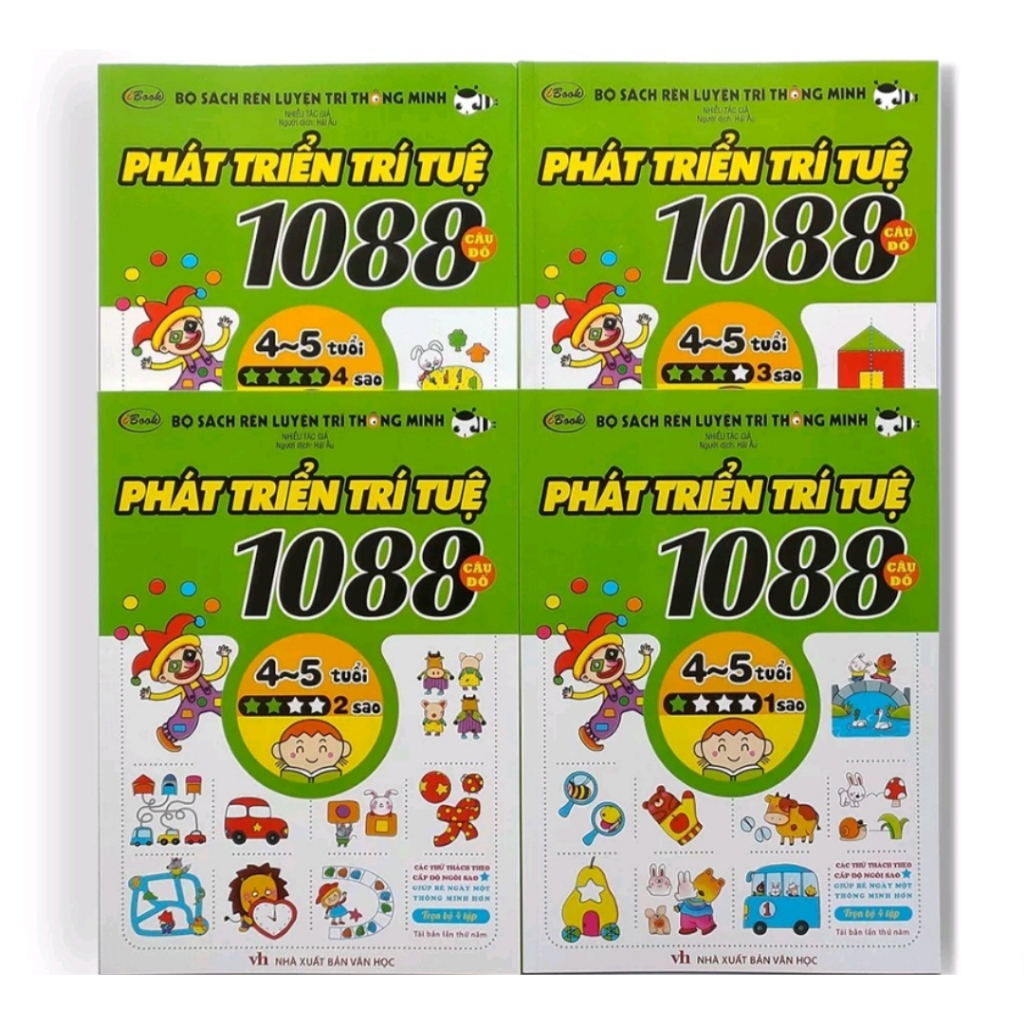 Sách - 1088 câu đố phát triển trí tuệ cho bé 4-5 tuổi (Bộ 4 cuốn)