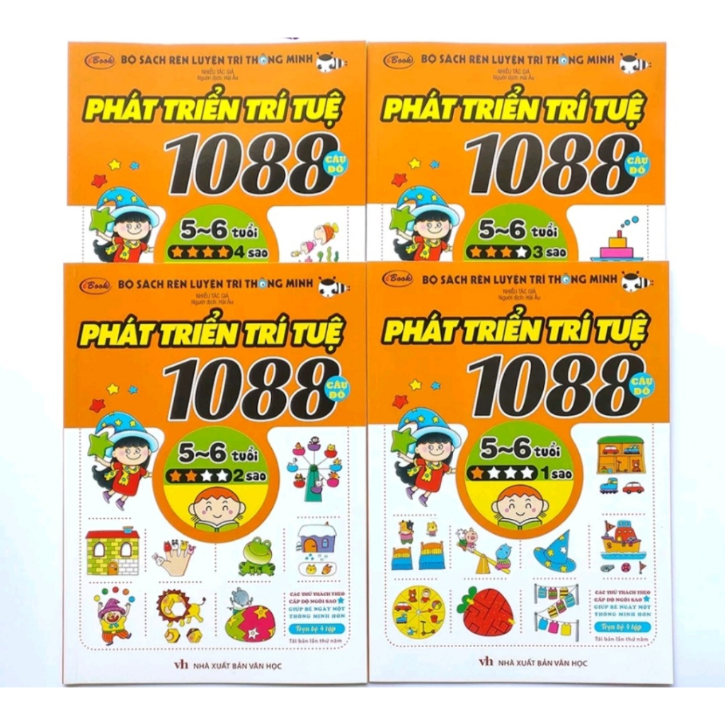 Sách - 1088 câu đố phát triển trí tuệ cho bé 5-6 tuổi (Bộ 4 cuốn)