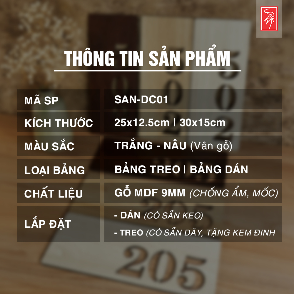 Bảng gỗ treo cửa, dán tường thông báo ra vào nhớ đóng cửa SAN-DC01
