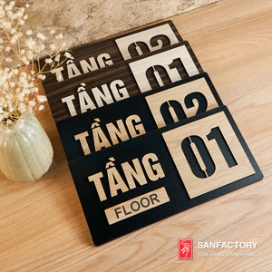 Bảng số tầng(floor) gỗ dán tường đơn giản với keo 2 mặt sau bảng