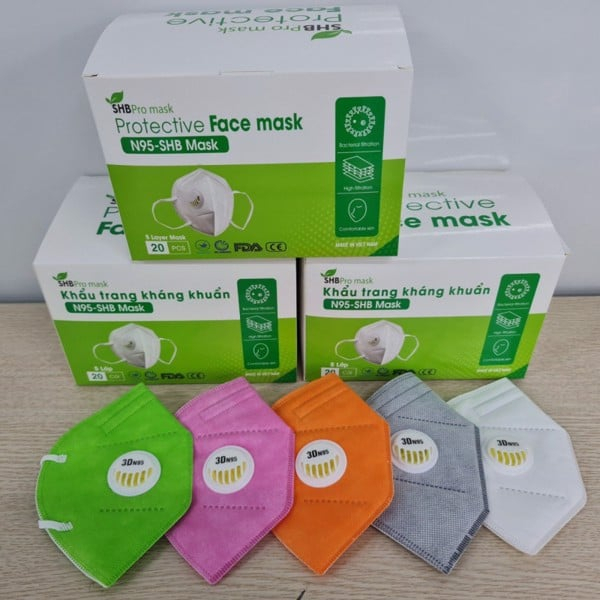 KHẨU TRANG Y TẾ 4 LỚP TRẺ EM N95-SHBMASK CÓ VAN-KHÔNG VAN KID HỘP 10 - 20 CÁI ( mix color )