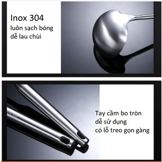 Gía Sỉ Muôi (Vá) Múc canh 36cm Inox 304 - Cán Tròn Dài Siêu Bền, Chắc Chắn Không Rỉ Sét