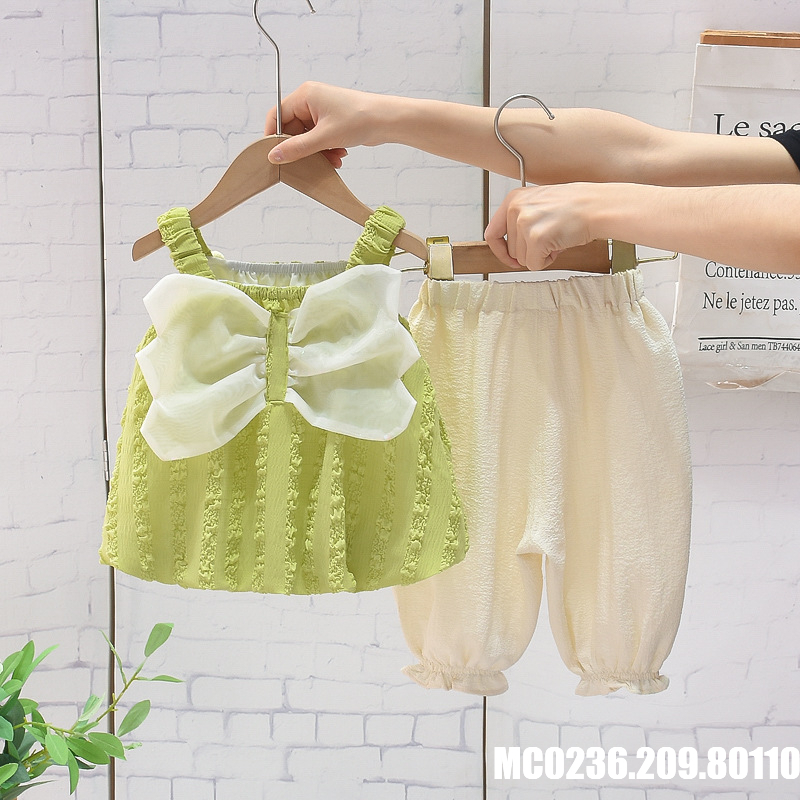 Set áo 2 dây cho bé gái cánh bướm kèm quần thụng MINTSCLOSET Mints Closet áo xanh bơ bé gái 1 2 3 4 5 tuổi - GA2132