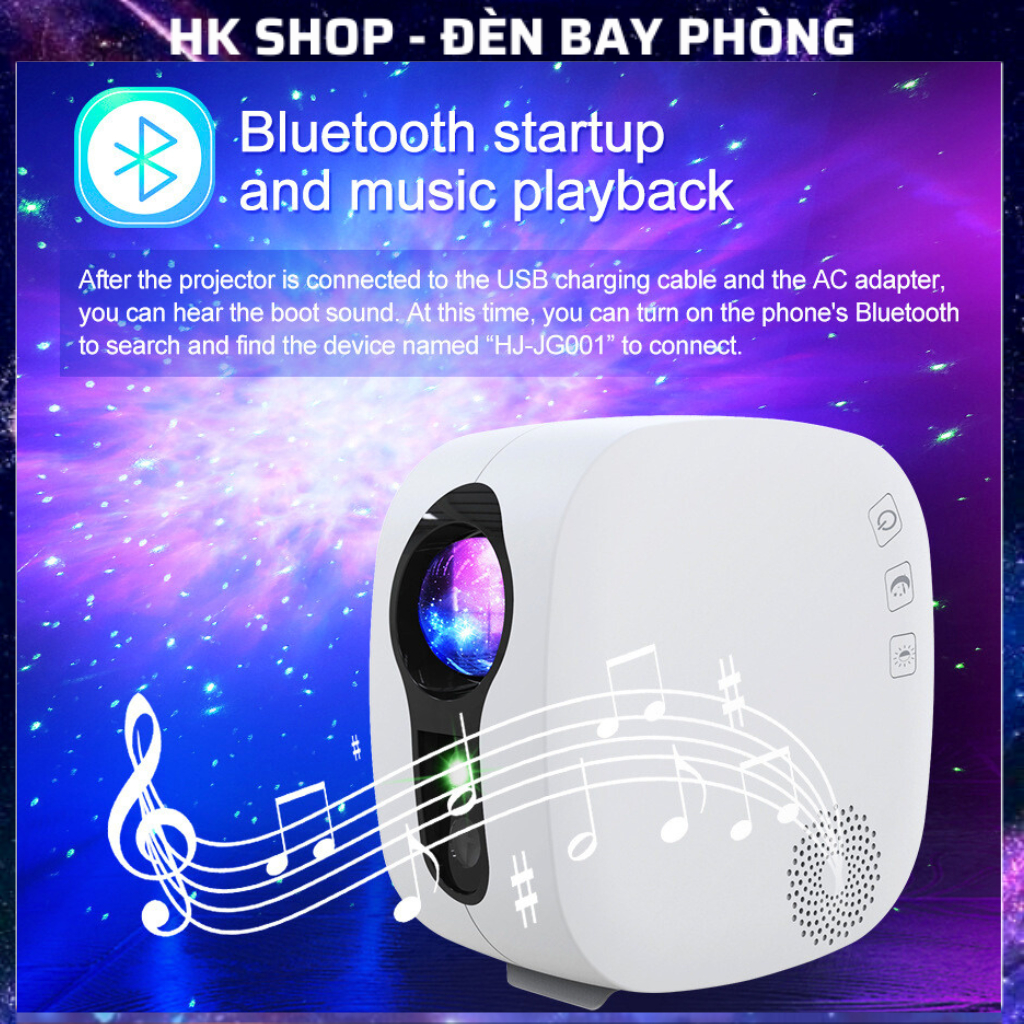 Đèn Thiên Hà V2, Đèn Chiếu Sao, Đèn Nền Bay Phòng Có Loa Bluetooth Nháy Theo Nhạc Dùng cho phòng ngủ , decor