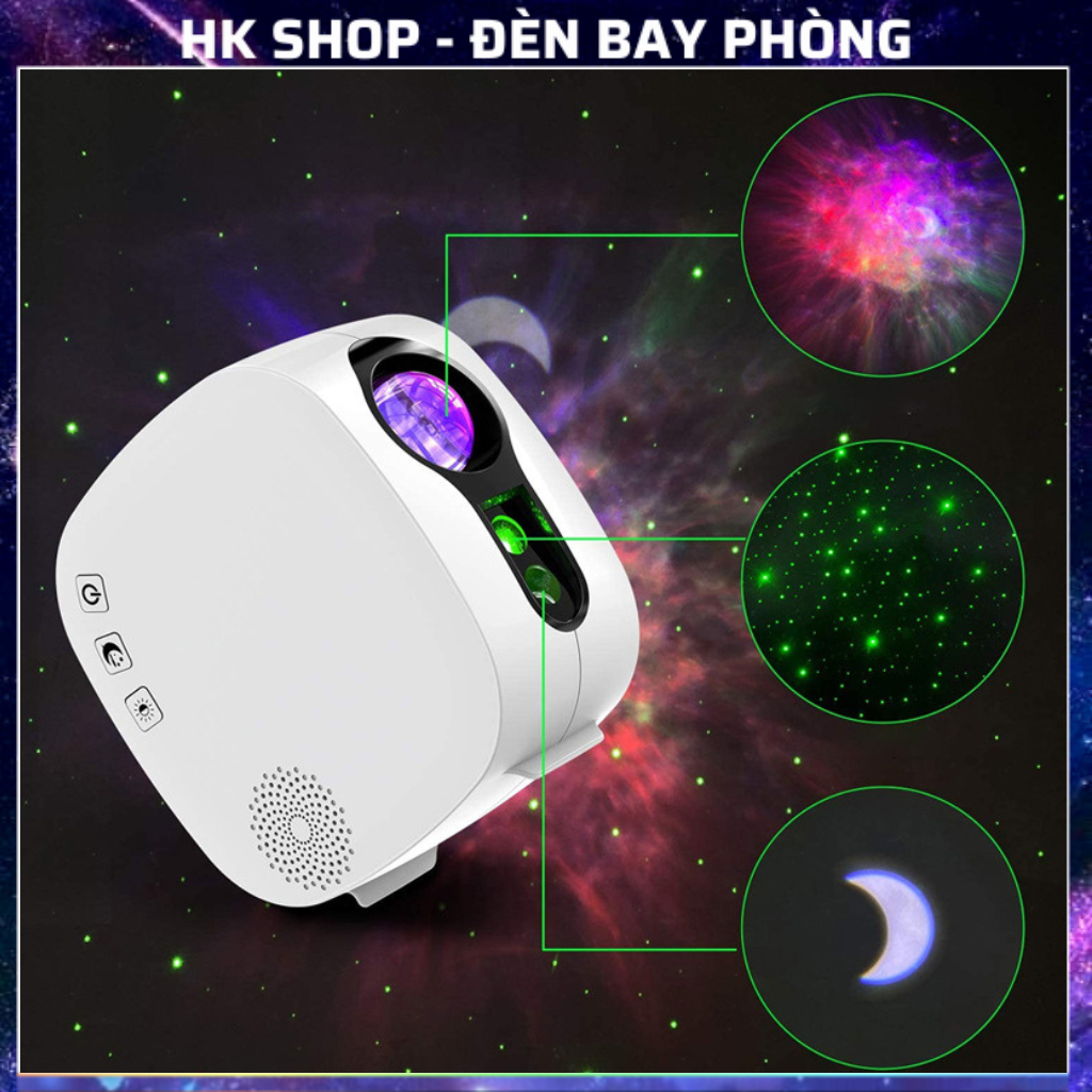 Đèn Thiên Hà V2, Đèn Chiếu Sao, Đèn Nền Bay Phòng Có Loa Bluetooth Nháy Theo Nhạc Dùng cho phòng ngủ , decor
