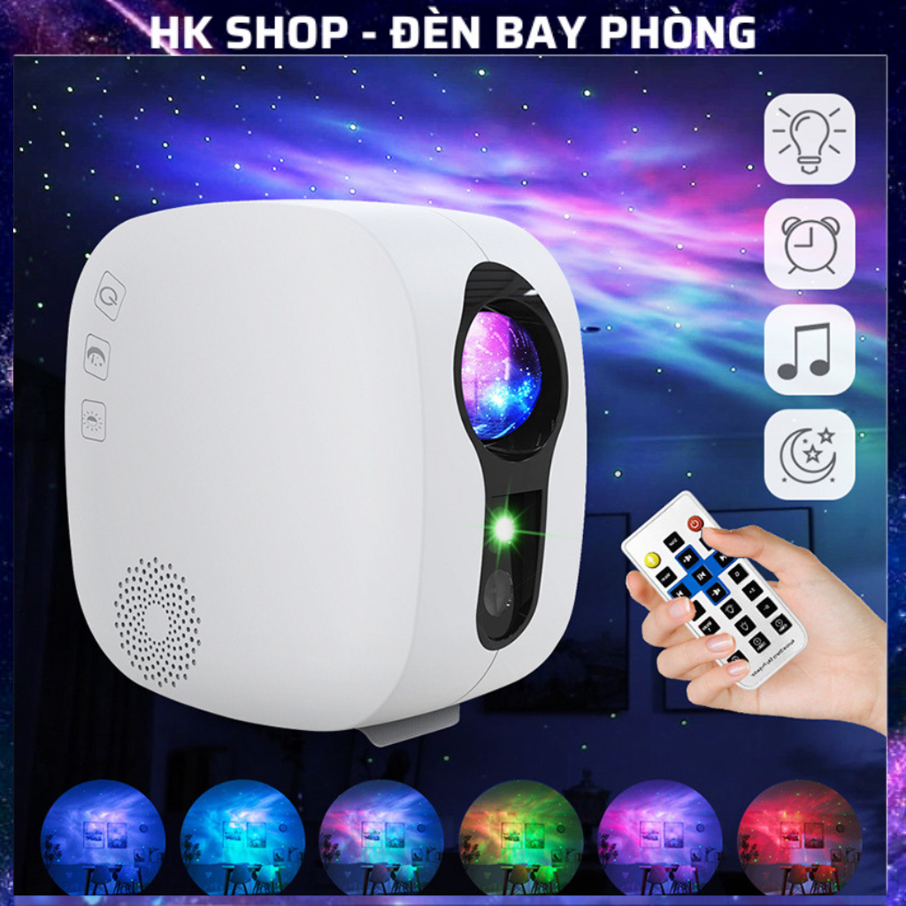 Đèn Thiên Hà V2, Đèn Chiếu Sao, Đèn Nền Bay Phòng Có Loa Bluetooth Nháy Theo Nhạc Dùng cho phòng ngủ , decor