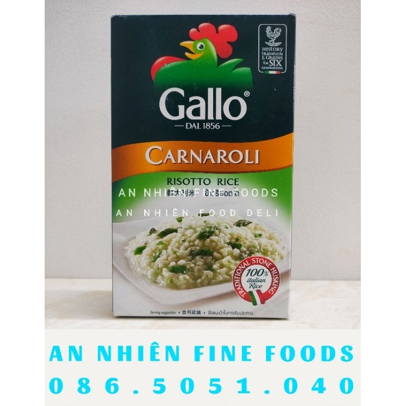 Gạo Ý Gallo Carnaroli Risotto Rice Riso Arborio Divella hộp 1kg