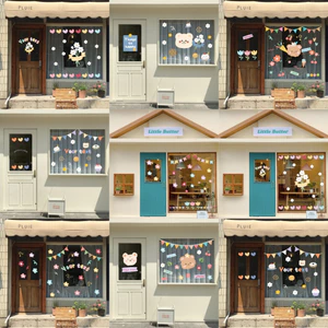 Hình dán flower aesthetic trang trí tường gương, kính cửa hàng theo yêu cầu cute 15