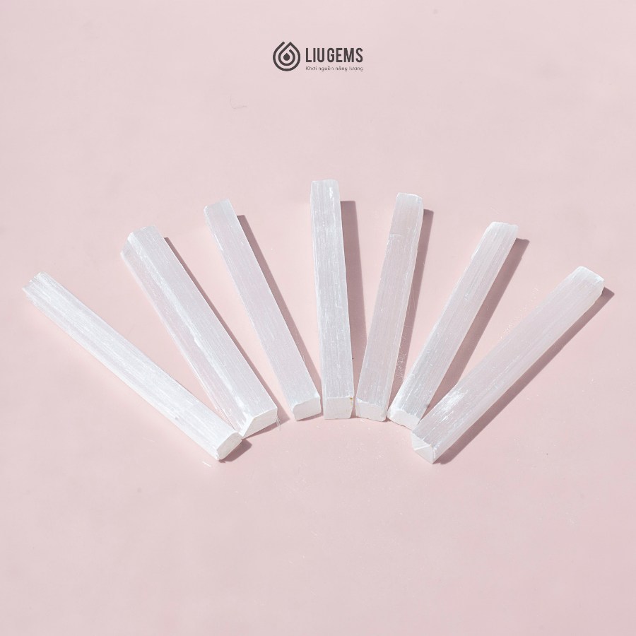 Thanh Đá Satin Spar Selenite Liugems Hỗ Trợ Thanh Tẩy Năng Lượng Đá Phong Thủy Tự Nhiên PK05