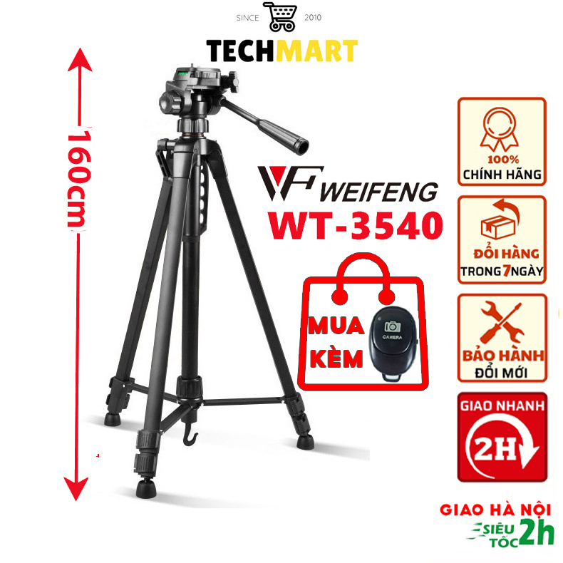 Chân Máy Ảnh Tripod Weifeng WT3540 , khung nhôm cao cấp , cao 1.6m
