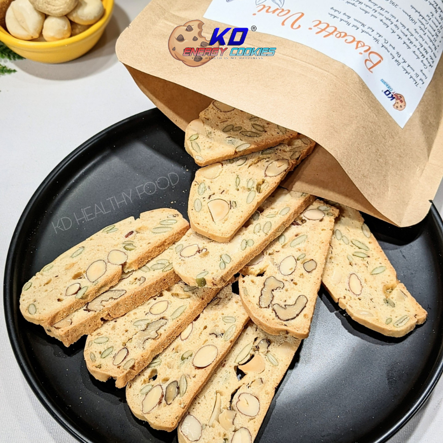 ( Quà tặng) 3 Bánh biscotti thương hiệu KD Healthy Food túi 50g mix 3 vị