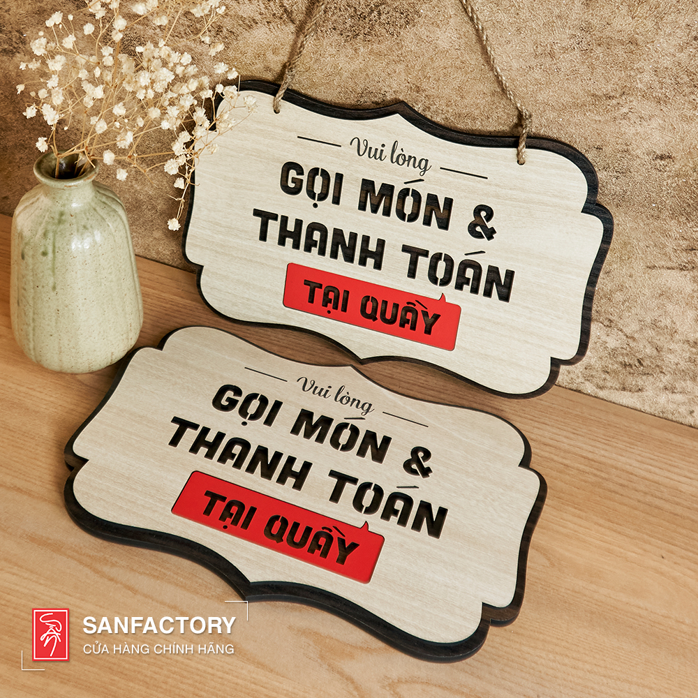 Bảng gỗ gọi món và thanh toán tại quầy (Bảng gỗ để bàn - treo tường - dán tường)  SAN-OR03