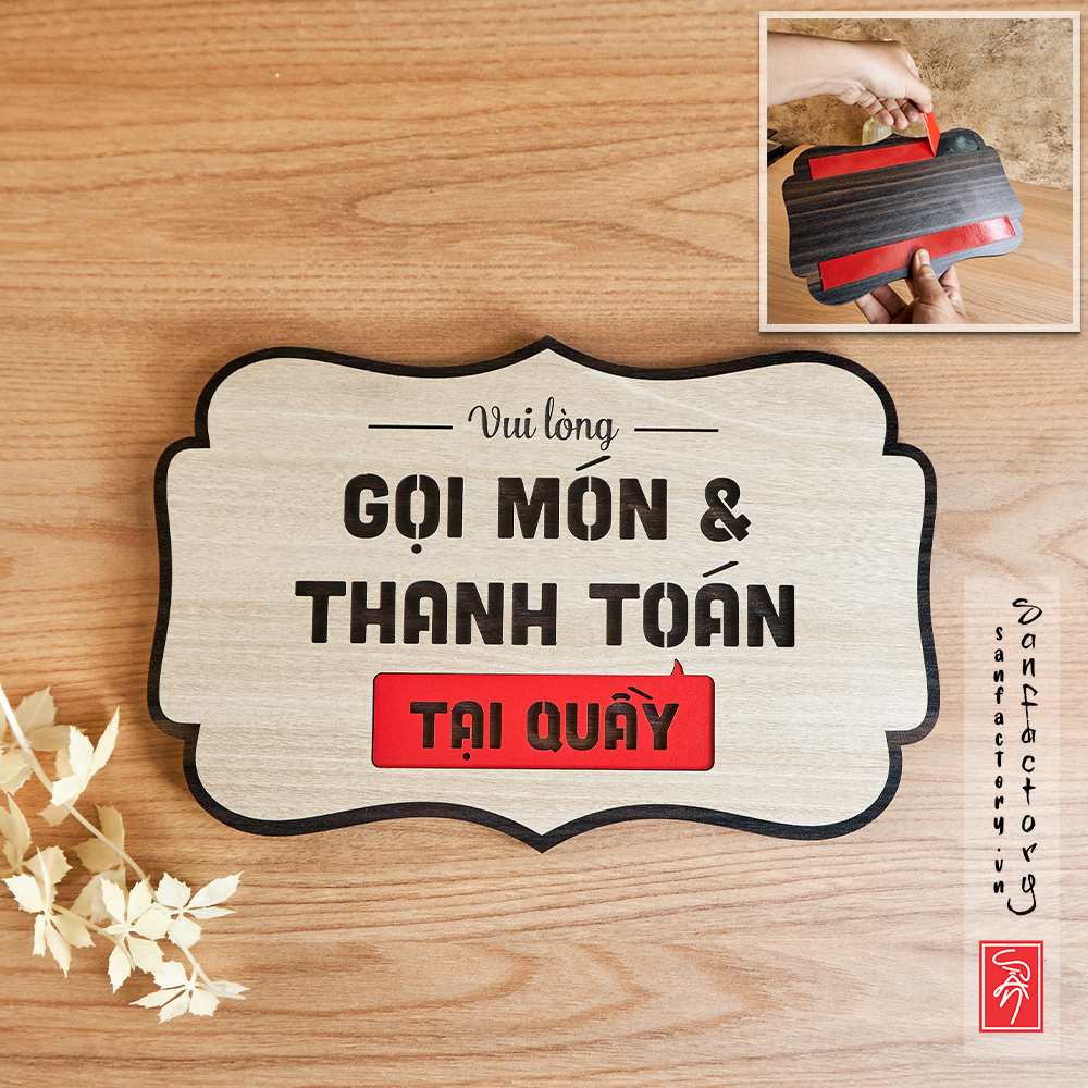 Bảng gỗ gọi món và thanh toán tại quầy (Bảng gỗ để bàn - treo tường - dán tường)  SAN-OR03