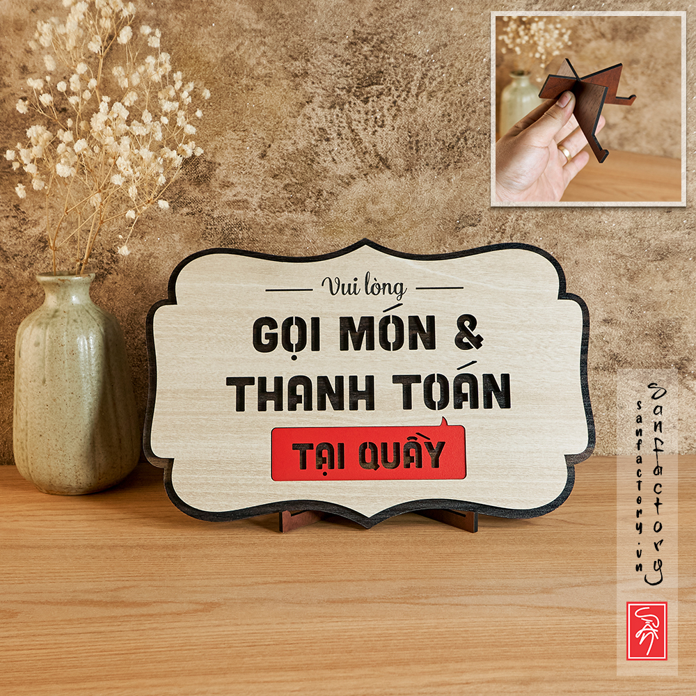 Bảng gỗ gọi món và thanh toán tại quầy (Bảng gỗ để bàn - treo tường - dán tường)  SAN-OR03