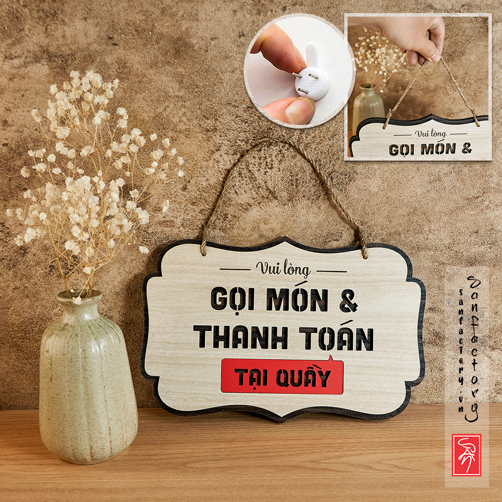 Bảng gỗ gọi món và thanh toán tại quầy (Bảng gỗ để bàn - treo tường - dán tường)  SAN-OR03