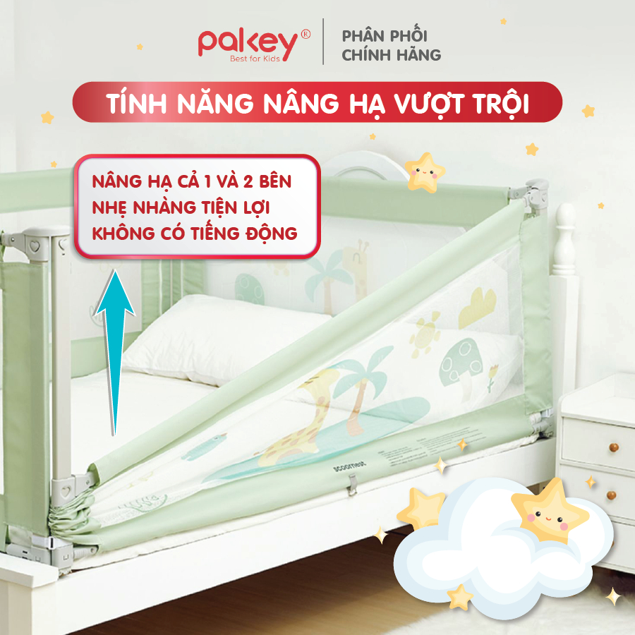 Thanh Chắn Giường VIP Nâng Hạ 1 & 2 Bên Siêu Dày - Thanh Chặn Giường Cho Bé Chính Hãng Pakey - Bảo Hành Trọn Đời