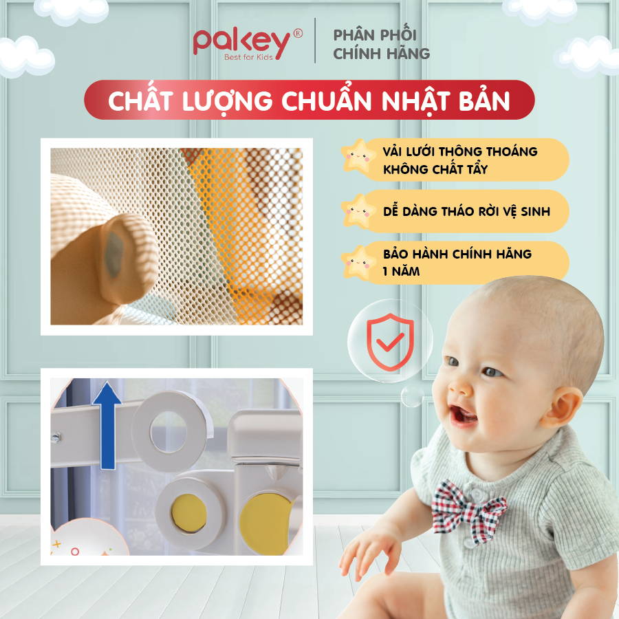 Thanh Chắn Giường VIP Nâng Hạ 1 & 2 Bên Siêu Dày - Thanh Chặn Giường Cho Bé Chính Hãng Pakey - Bảo Hành Trọn Đời