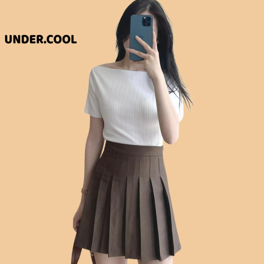 Áo phông trễ vai cổ thuyền tăm UNDERCOOL chất thun tăm thoáng mát, co dãn, dẽ phối đồ mùa hè ACT06