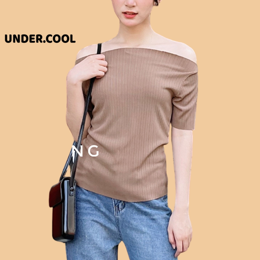 Áo phông trễ vai cổ thuyền tăm UNDERCOOL chất thun tăm thoáng mát, co dãn, dẽ phối đồ mùa hè ACT06