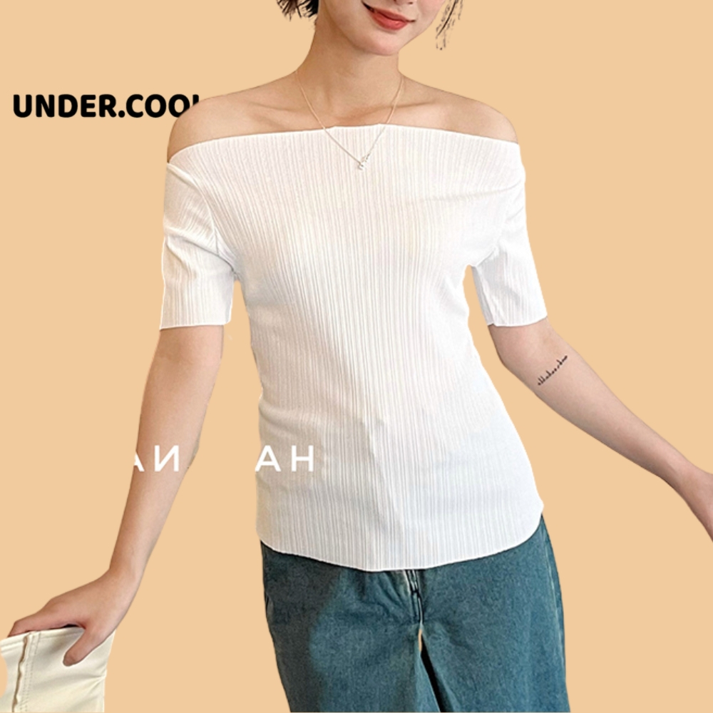 Áo phông trễ vai cổ thuyền tăm UNDERCOOL chất thun tăm thoáng mát, co dãn, dẽ phối đồ mùa hè ACT06