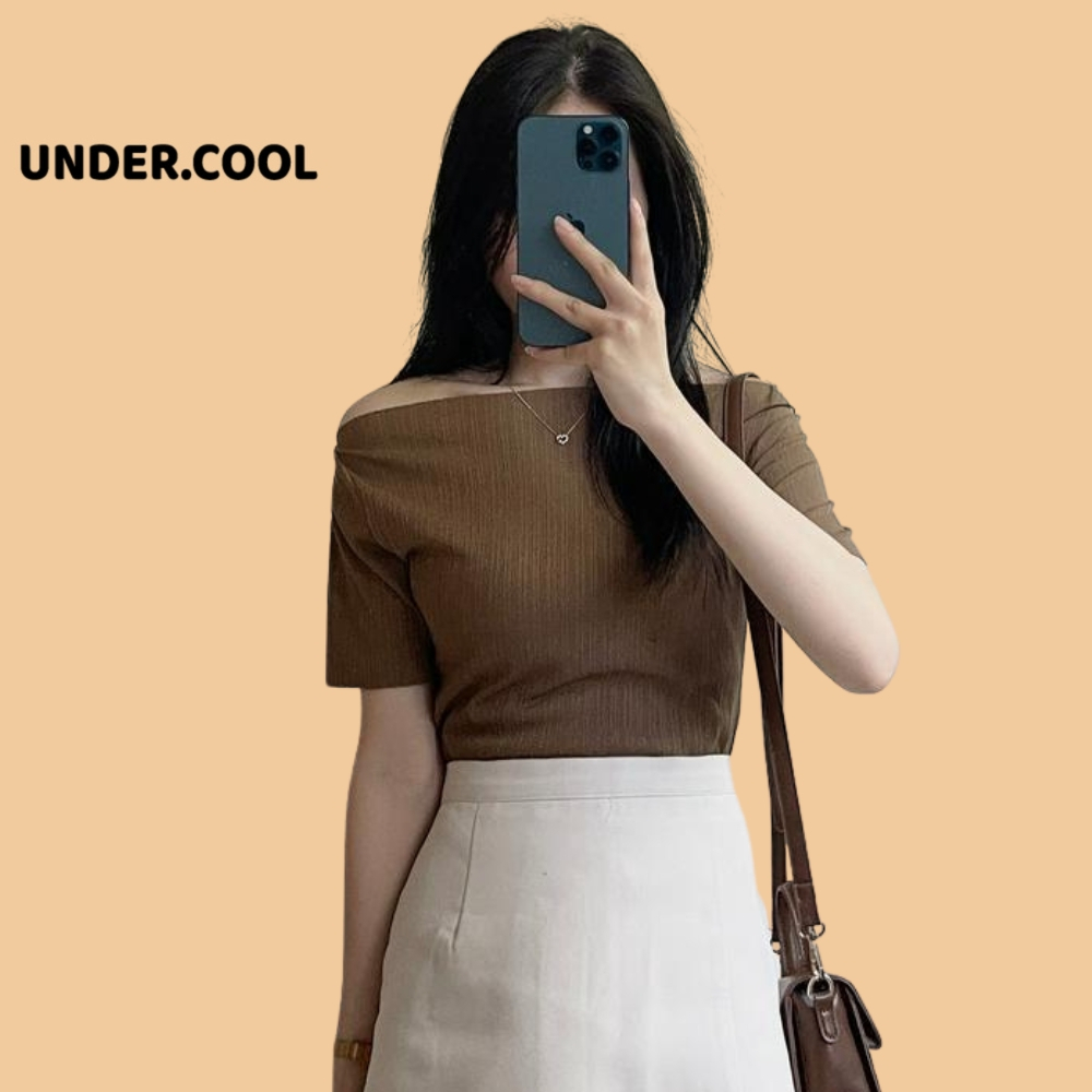 Áo phông trễ vai cổ thuyền tăm UNDERCOOL chất thun tăm thoáng mát, co dãn, dẽ phối đồ mùa hè ACT06
