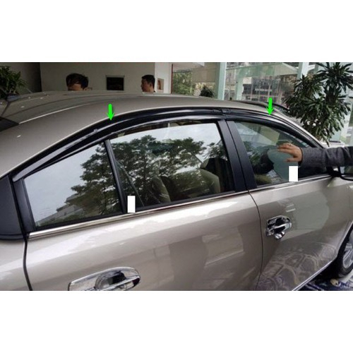Vè che mưa xe Toyota Vios 2008 - 2023 Nhựa Đen Thái cao cấp, dày dặn, sáng bóng