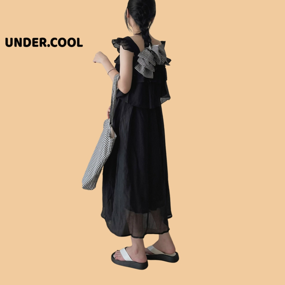 Set đồ nữ đi biển UNDERCOOL chất Lụa Voan Áo Hai Dây Cánh Tiên, Kèm Váy dài SB10