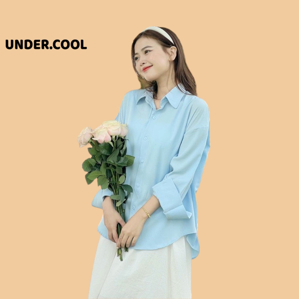 Áo Sơ Mi Lụa Dài Tay UNDERCOOL Màu Pastel Hồng, xanh, vàng, Form Rộng Hàn Quốc - đi học - đi làm ASM07