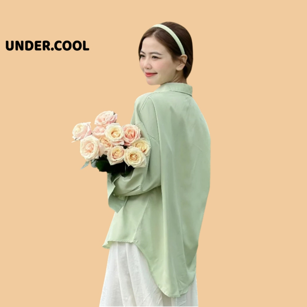 Áo Sơ Mi Lụa Dài Tay UNDERCOOL Màu Pastel Hồng, xanh, vàng, Form Rộng Hàn Quốc - đi học - đi làm ASM07