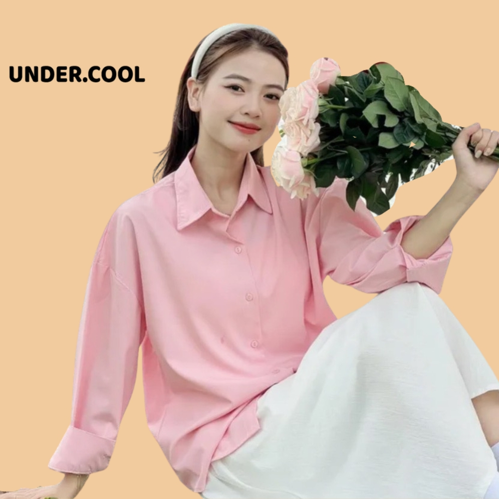 Áo Sơ Mi Lụa Dài Tay UNDERCOOL Màu Pastel Hồng, xanh, vàng, Form Rộng Hàn Quốc - đi học - đi làm ASM07