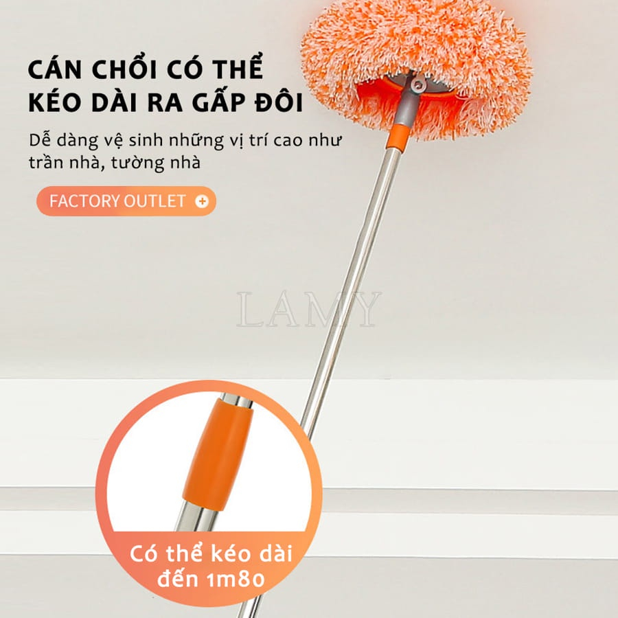 Cây Lau Nhà, Cây Lau Trần Nhà Hình Hoa Hướng Dương Đa Năng Tiện Dụng Tròn Hình thể điều chỉnh độ dài cây