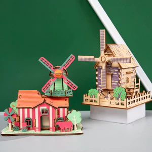 TRANH GHÉP HÌNH GỖ 3D SINH ĐỘNG, TẠO MÔ HÌNH NHÀ CỐI XAY GIÓ, THUYỀN BUỒM ...
